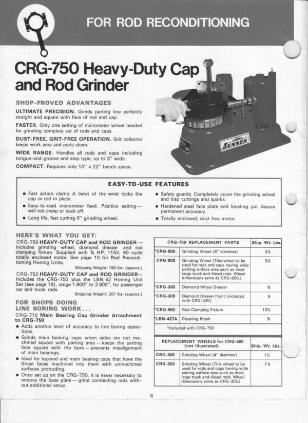 SUNNEN CRG-750 CAP & ROD GRINDER CRG-710 MAIN BEARING CAP SQUARE GRINDING ATTACH