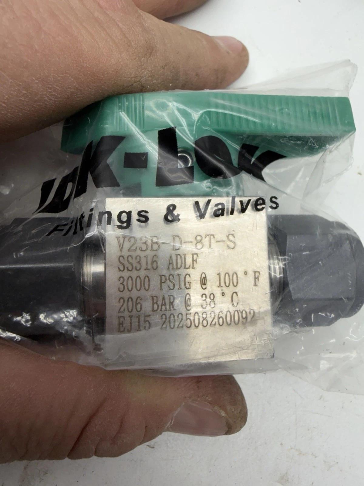 DK-Lok V23B-D-8T-S 1/2″ Instrument Plug Valve 316 SS SWAGELOK Equivalent