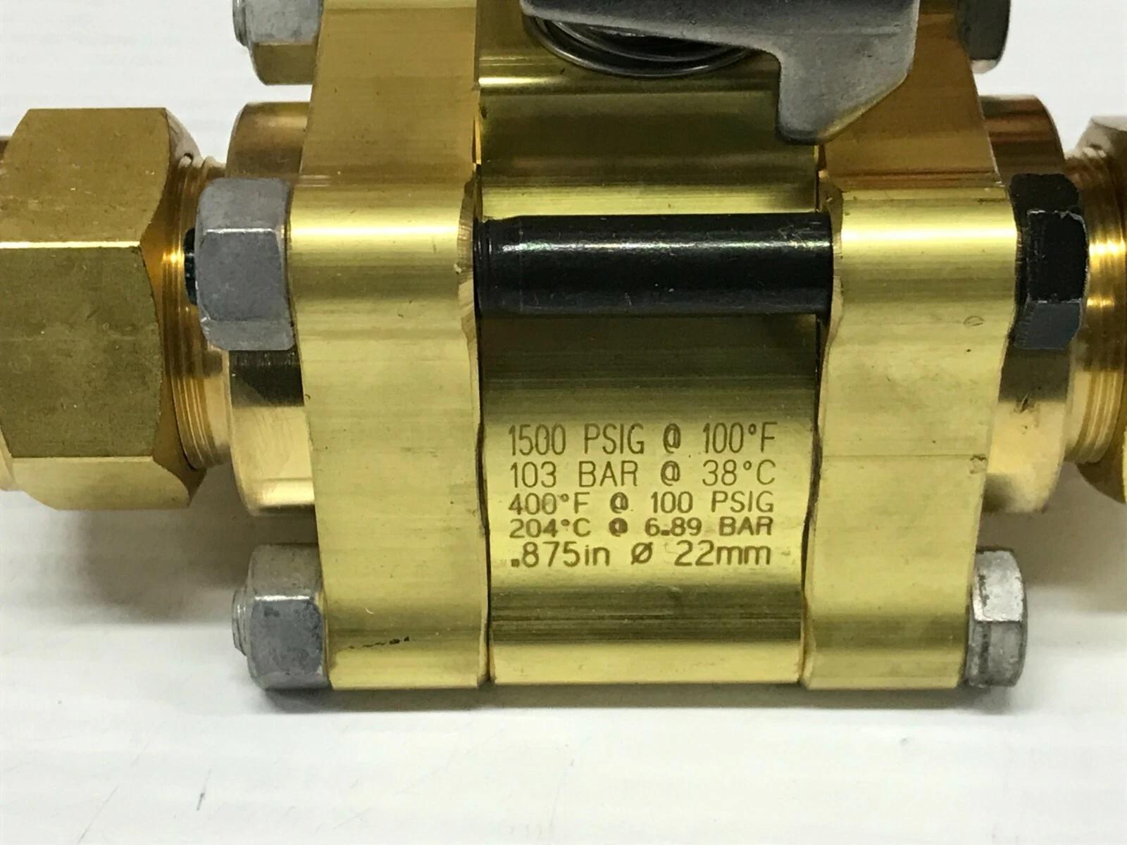 Swagelok B-65TS16 Series 60 1″ Compression Brass Ball Valve