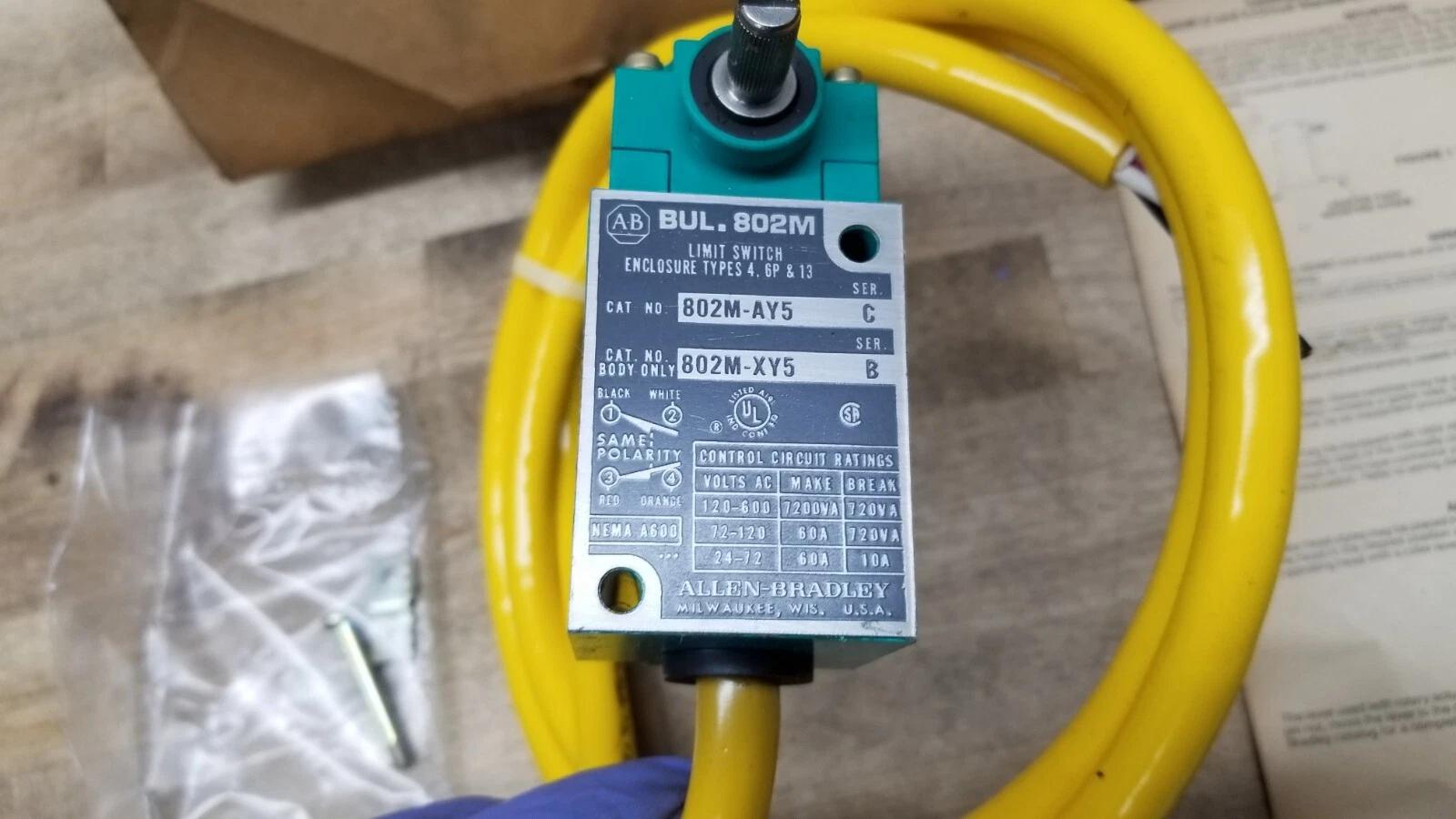 New / NOS Allen Bradley 802M-AY5 Ser/C Pre-Wired Limit Switch Lever Type