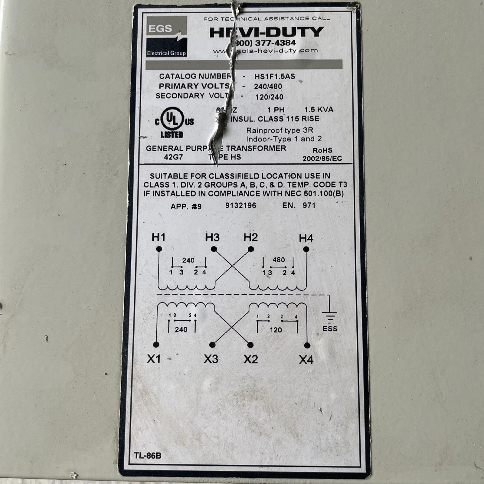 HEVI-DUTY HS1F1-5AS TRANSFORMER