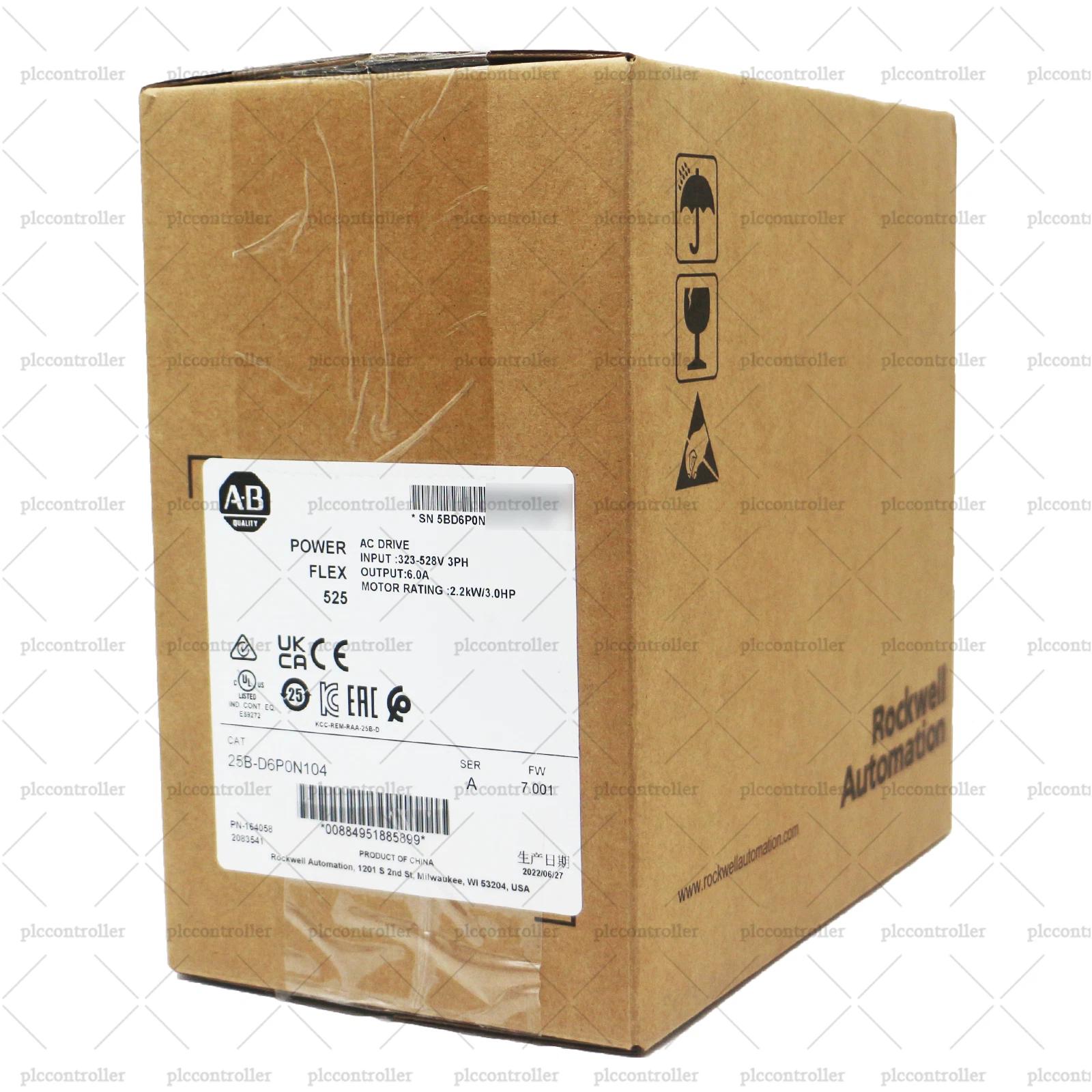 New Sealed Allen Bradley 25B-D6P0N104 PowerFlex 525 2.2kW (3Hp) AC Drive 3 Phase