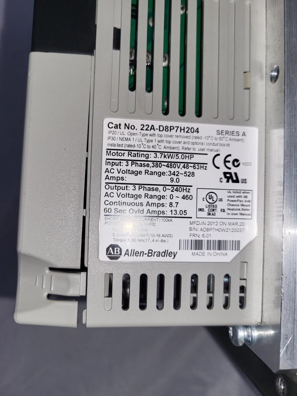 New Allen-Bradley PowerFlex 4 3.7 kW 5HP AC Drive 22A-D8P7H204 22A-D8P7F104