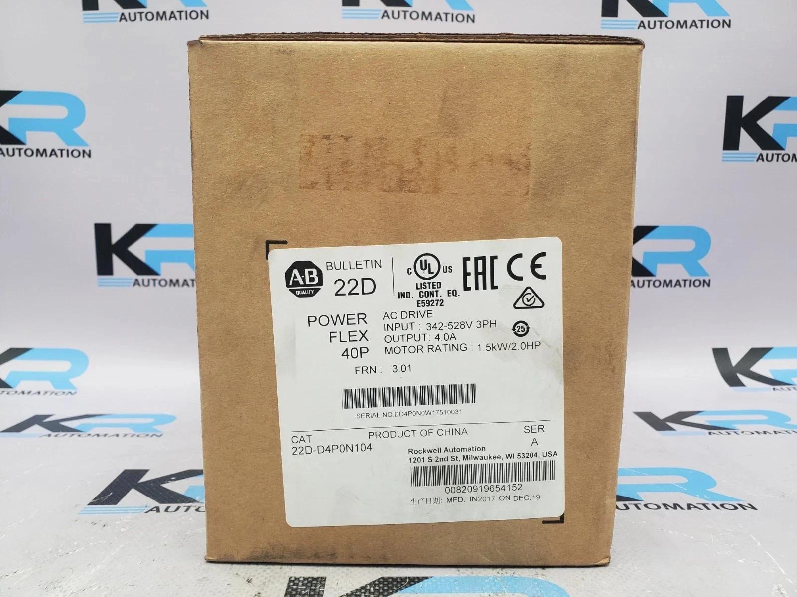 Allen Bradley 22D-D4P0N104 Bulletin 22D PowerFlex 40P 480V 3PH 4A 2HP 63Hz