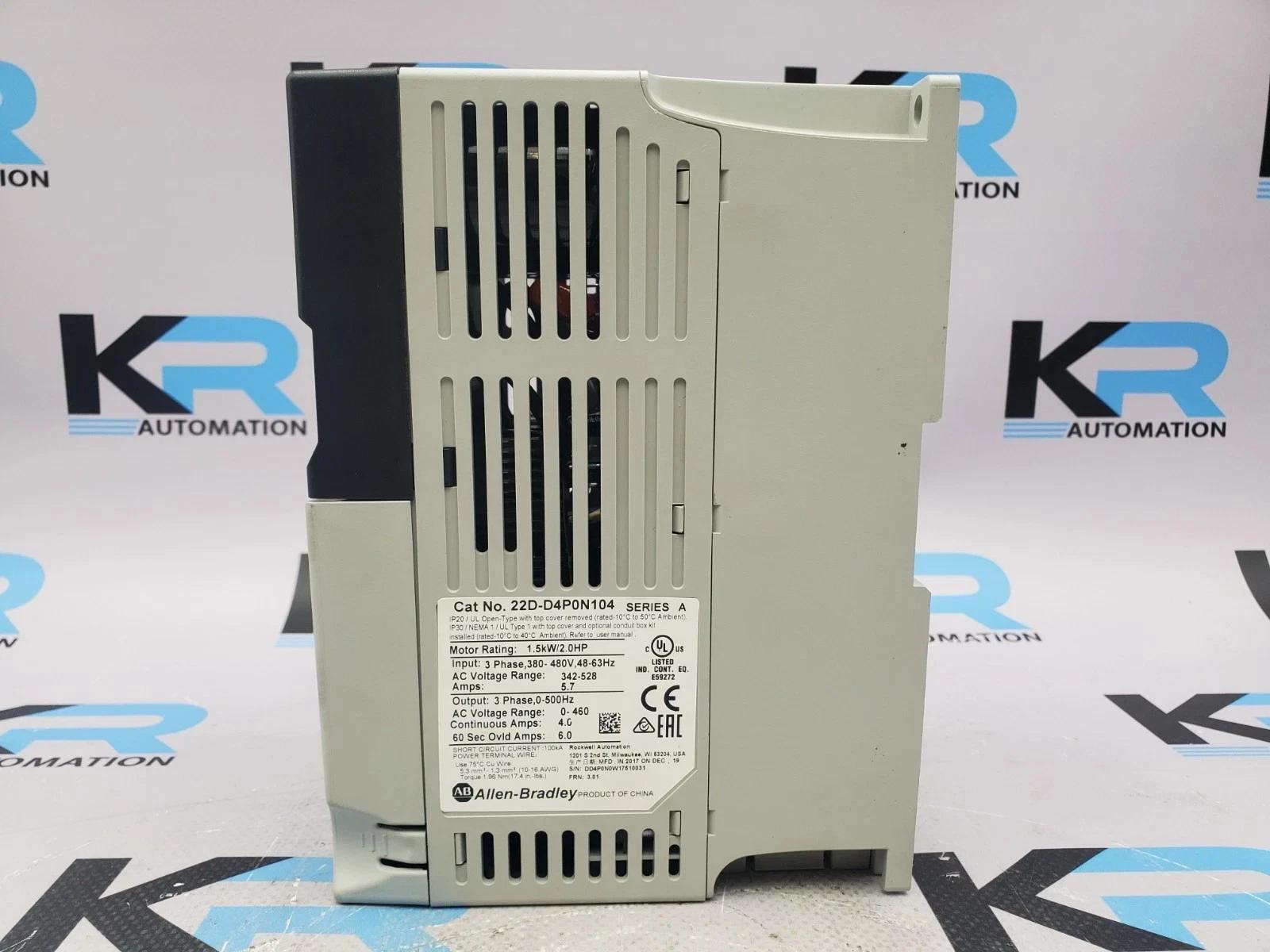 Allen Bradley 22D-D4P0N104 Bulletin 22D PowerFlex 40P 480V 3PH 4A 2HP 63Hz