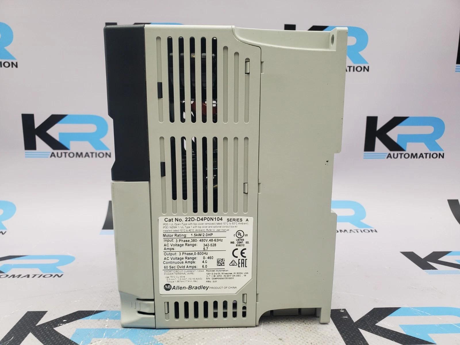 Allen Bradley 22D-D4P0N104 Bulletin 22D PowerFlex 40P 480V 3PH 4A 2HP 63Hz