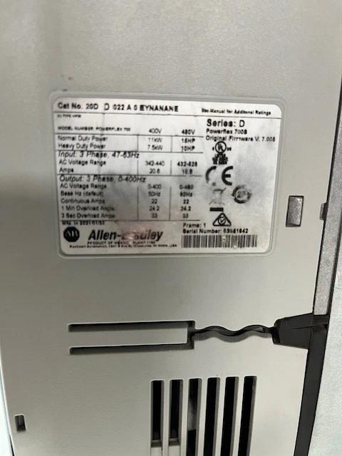Allen Bradley 20DD022A0EYNANANE PowerFlex 700S VFD Series D