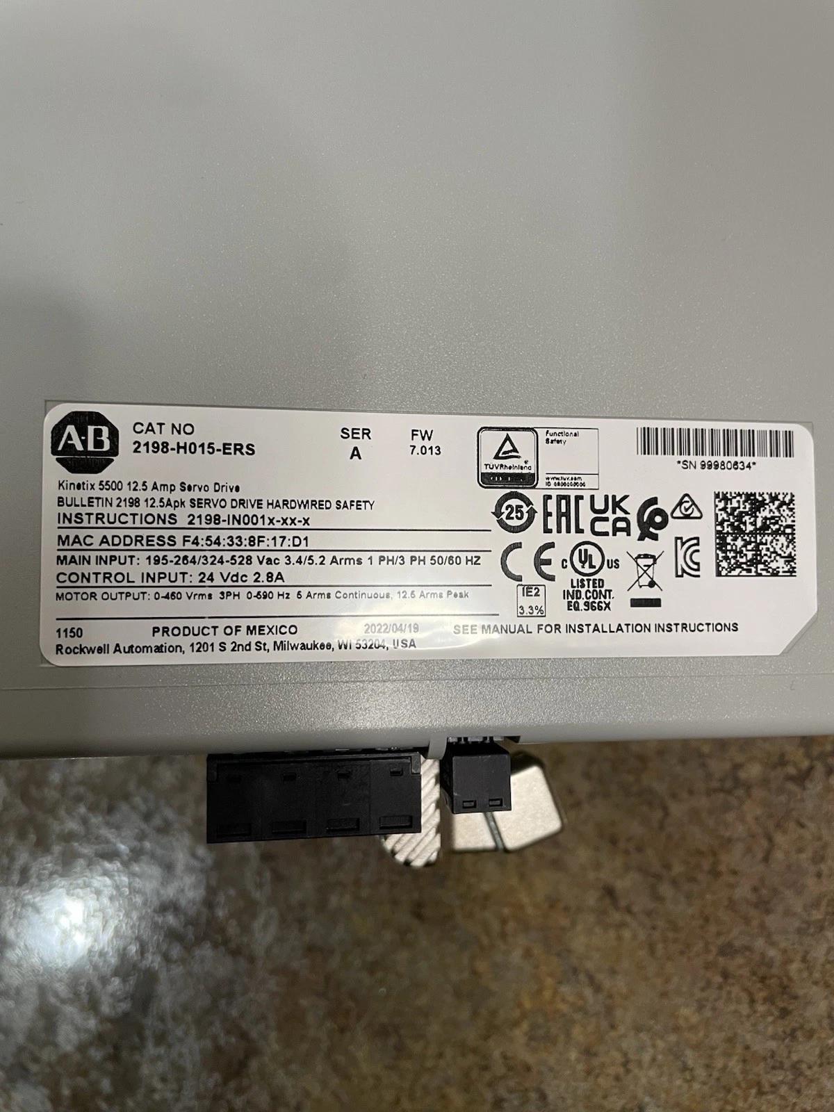 Allen Bradley 2198-H015-ERS /A Kinetix 5500 Servo Drive – IN BOX