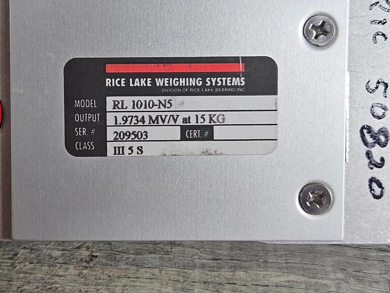 Rice Lake weighing systems RL 1010-N5 – 1.9734 MV/V at 15 KG