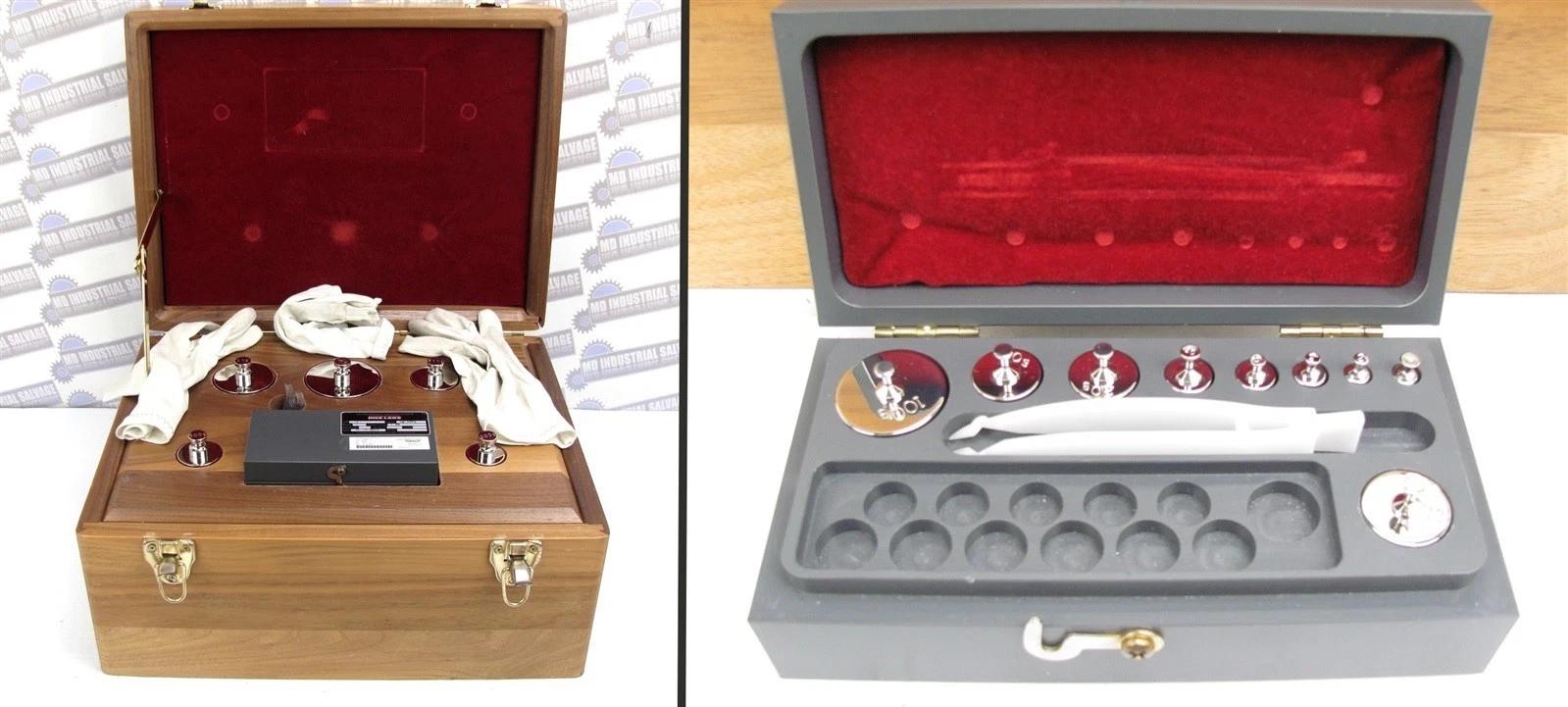 RICE LAKE WEIGHING SYSTEMS – 1g to 2kg – (14) Weights, HARDWOOD CASE Refurbished