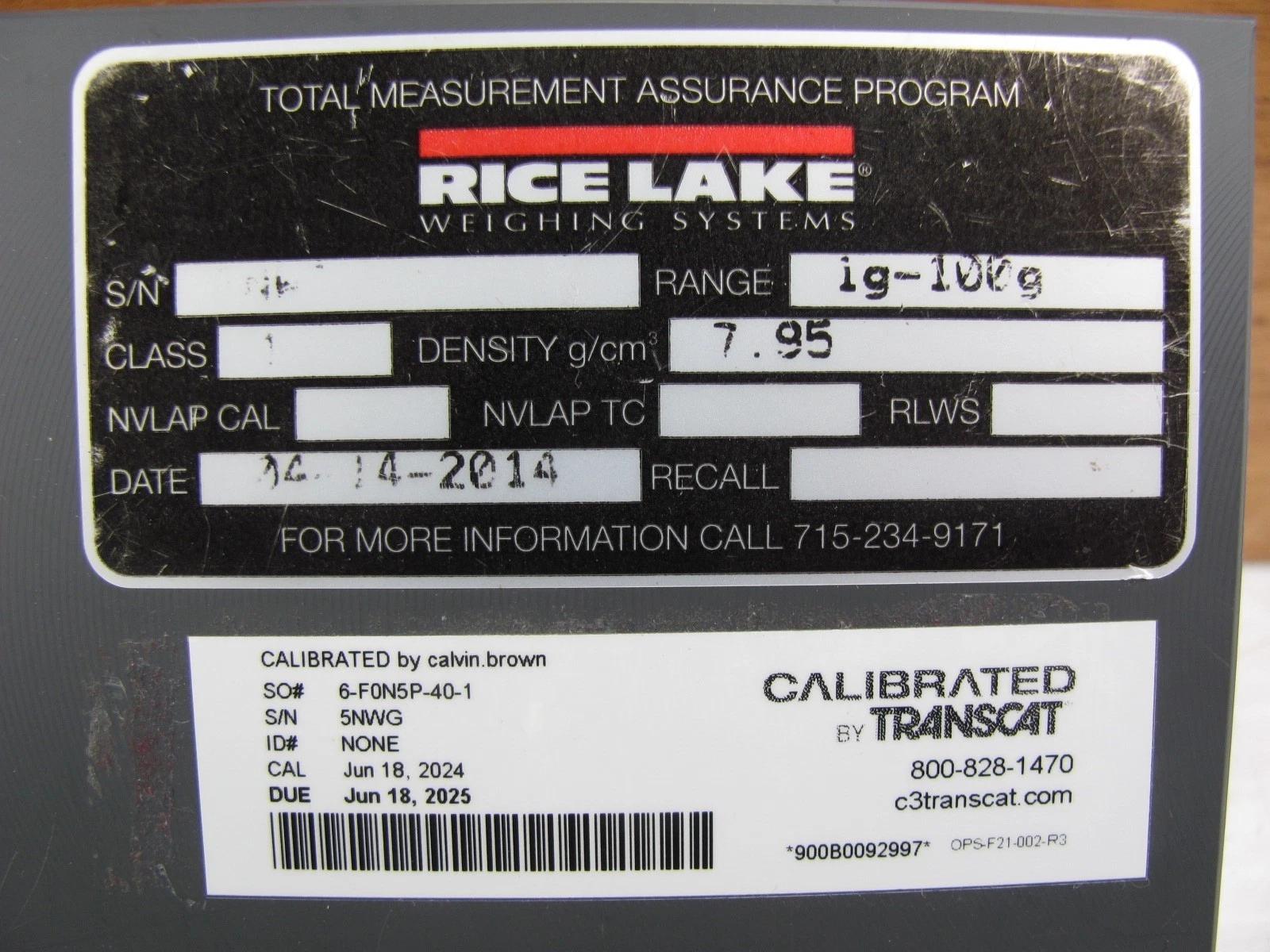 RICE LAKE WEIGHING SYSTEMS – 1g to 2kg – (14) Weights, HARDWOOD CASE Refurbished