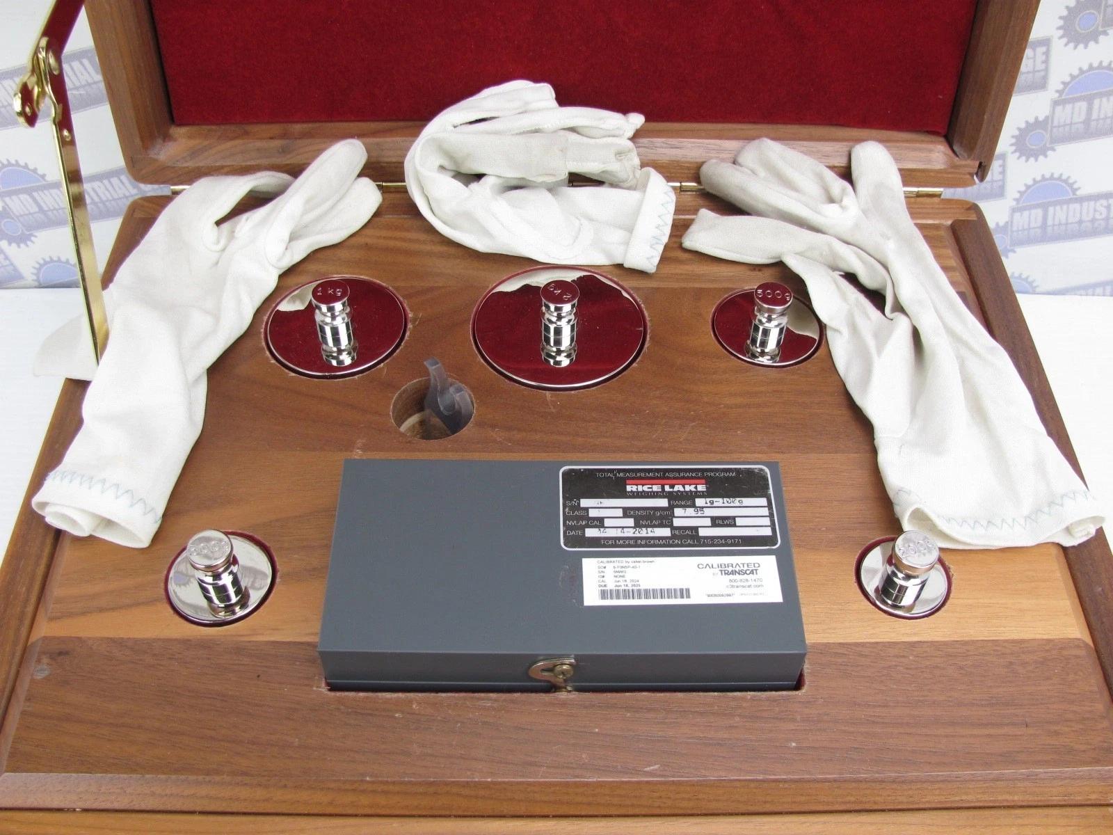 RICE LAKE WEIGHING SYSTEMS – 1g to 2kg – (14) Weights, HARDWOOD CASE Refurbished