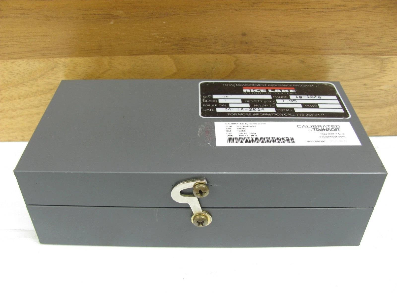 RICE LAKE WEIGHING SYSTEMS – 1g to 2kg – (14) Weights, HARDWOOD CASE Refurbished