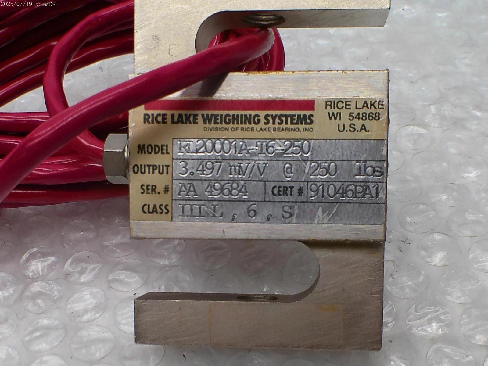 RICE LAKE WEIGHING SYSTEMS RL20001A-T6-250 LOAD CELL NSNP