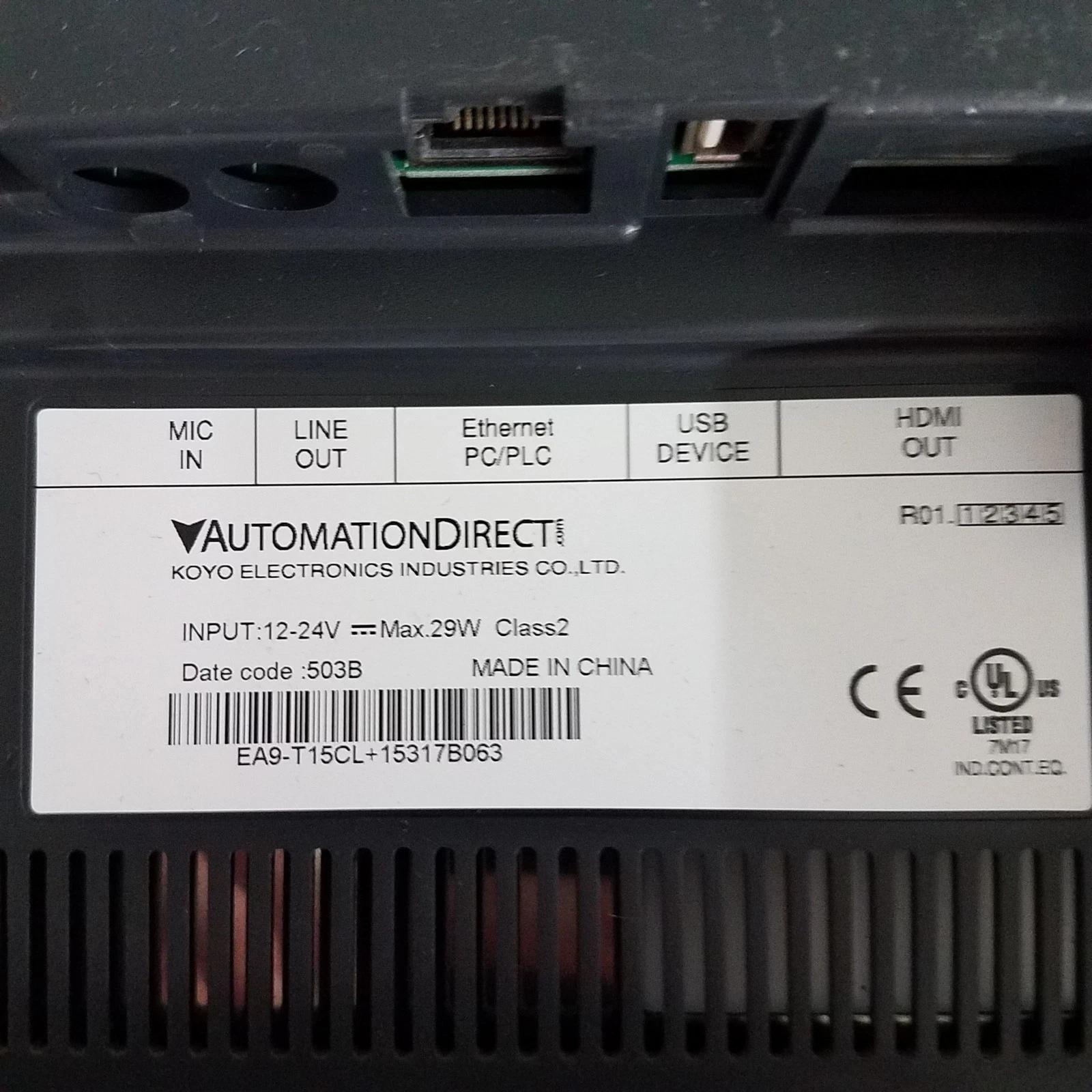 Automation Direct EA9-T15CL Touch Screen HMI, 15″ Screen, 12-24V – PARTS ONLY