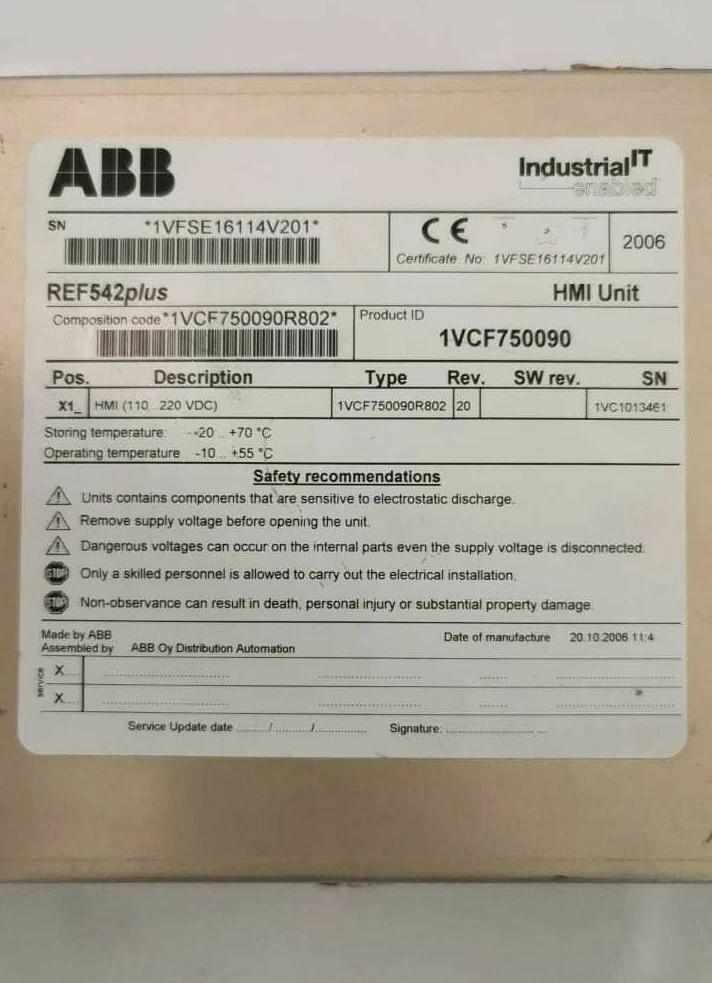ABB REF542PLUS 1VCF750090R802 AUTOMATION MACHINE TERMINAL (For Parts)
