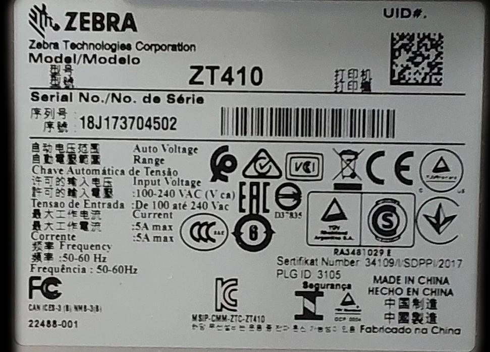 Zebra ZT410 ZT41042-T010000Z Thermal Barcode Printer