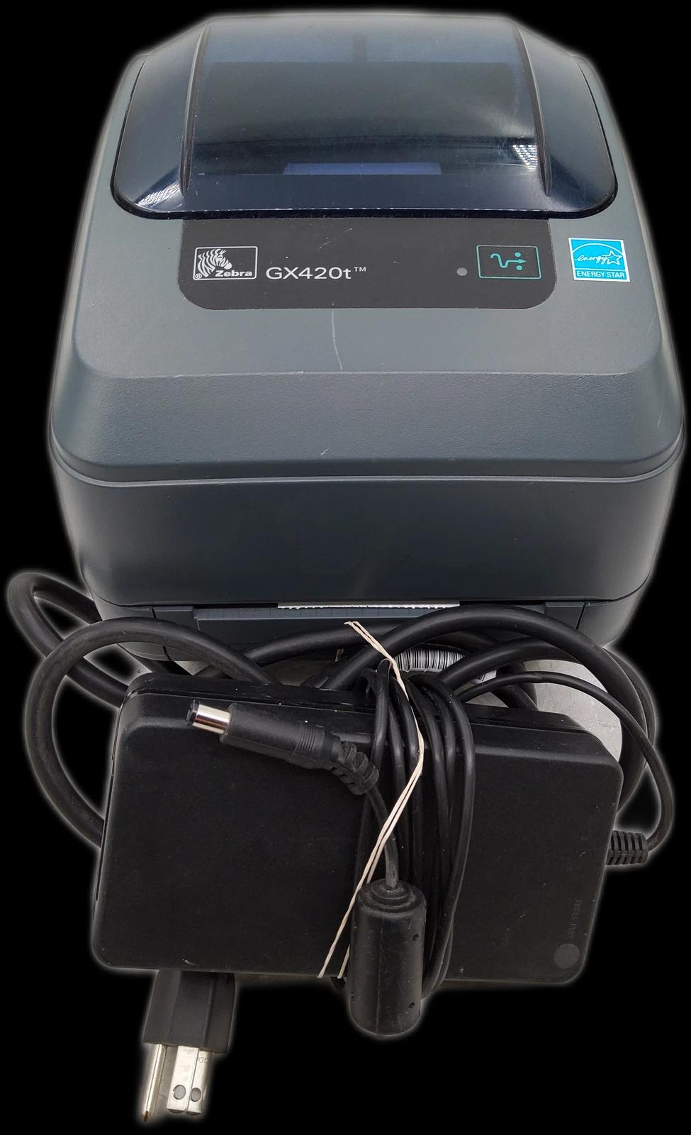 Zebra GX420T 4″ Thermal Transfer Label Printer w/ Power Supply