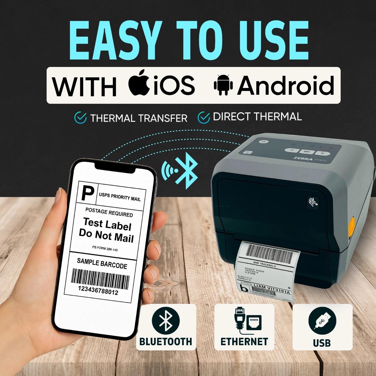 Zebra ZD620 Direct & Thermal Transfer Printer USB LAN Bluetooth ZD62043-T01F00EZ
