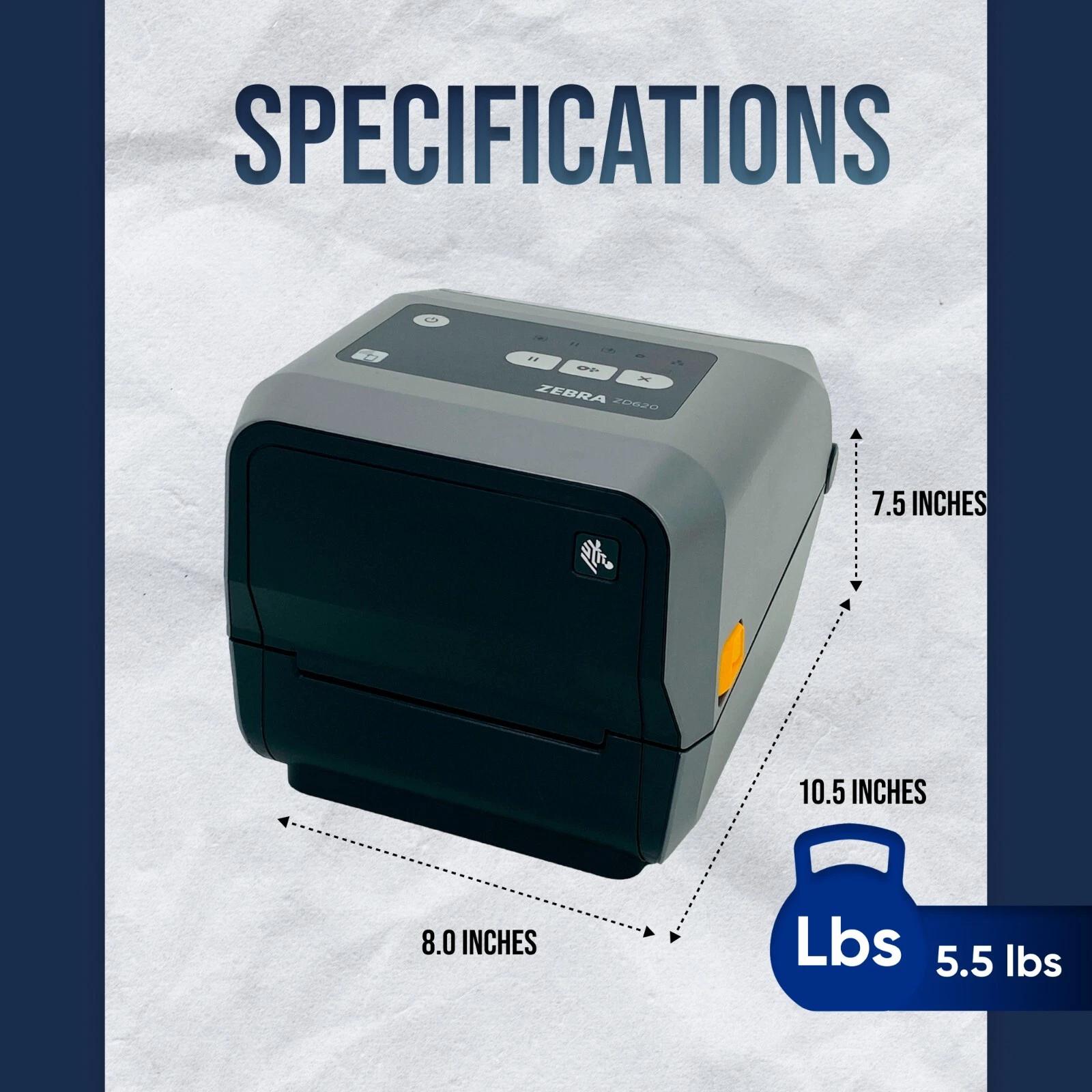 Zebra ZD620 Direct & Thermal Transfer Printer USB LAN Bluetooth ZD62043-T01F00EZ