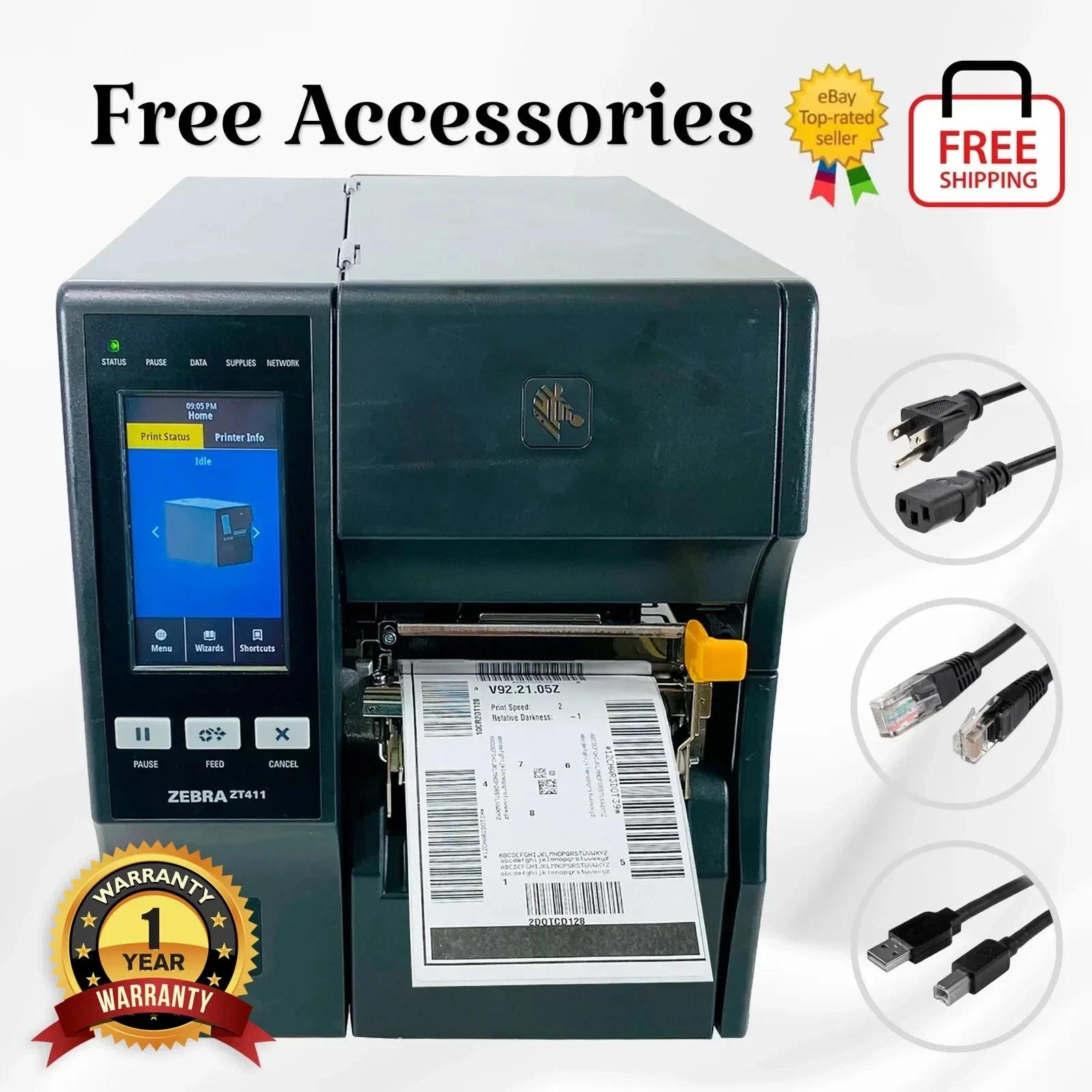 Zebra ZT411 Thermal Transfer Label Printer Peel Rewind LAN USB 1 YR WARRANTY