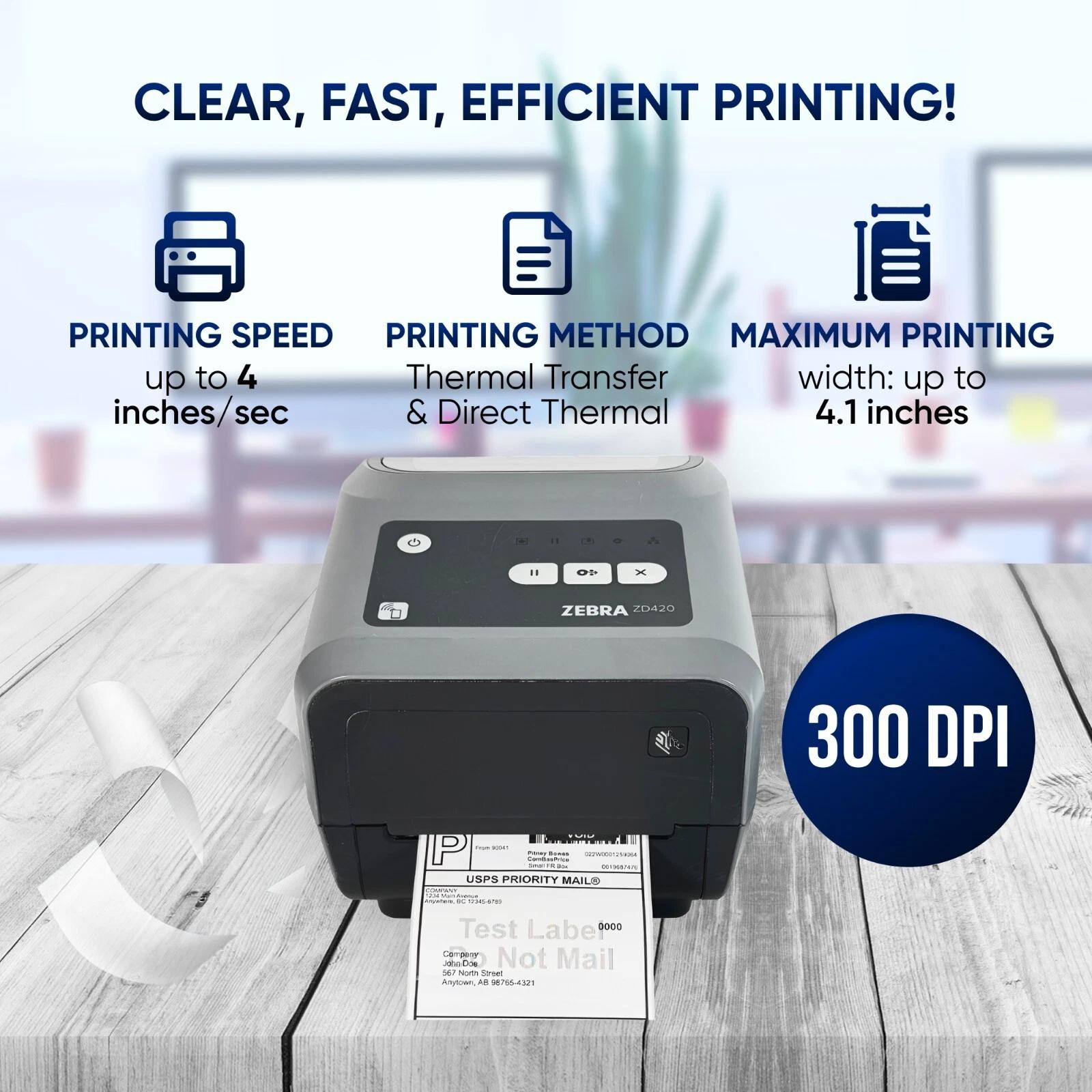 Zebra ZD420 Easy-to-Use Direct & Thermal Transfer Business 4×6 Label Printer