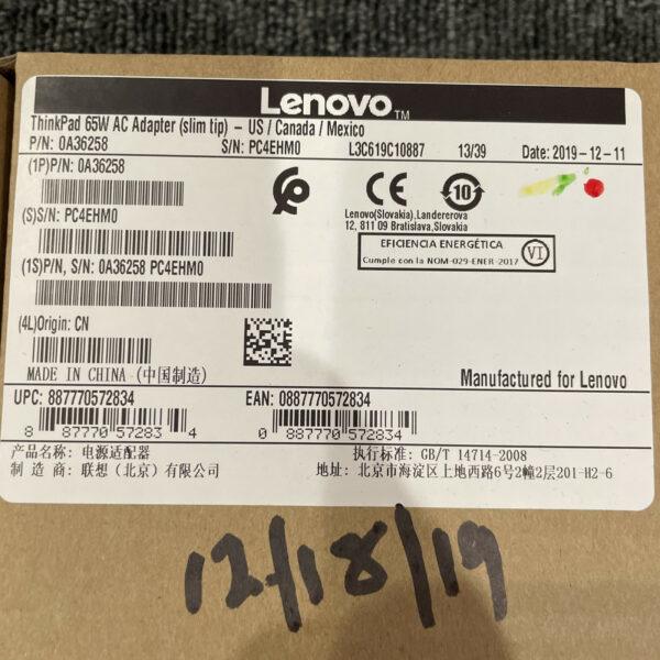 NEW Lenovo 0A36258 ThinkPad 65W AC Adapter Slim Tip