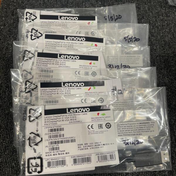 (5) Lenovo DisplayPort to VGA Monitor Cable – 57Y4393 OEM