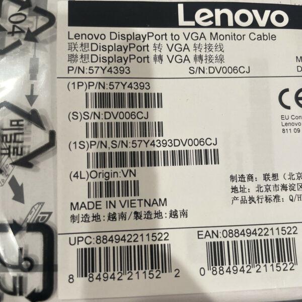 (5) Lenovo DisplayPort to VGA Monitor Cable – 57Y4393 OEM