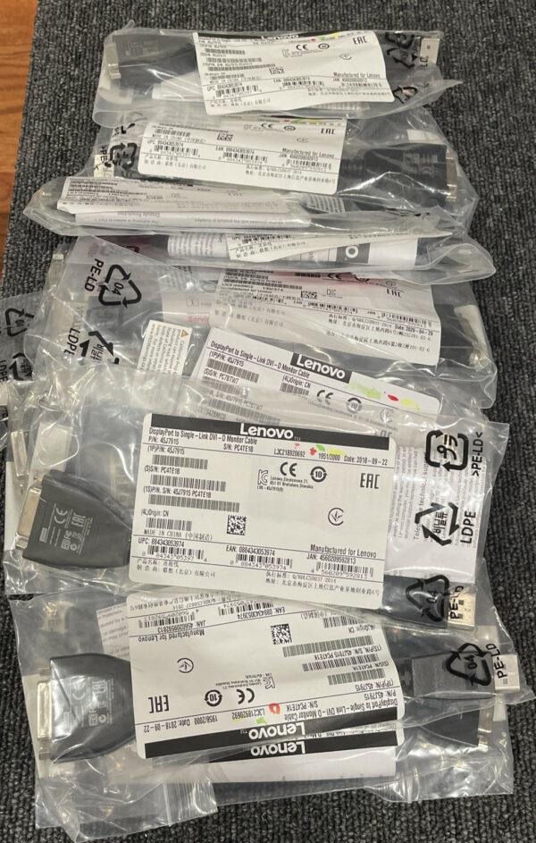 (2) Lenovo 45J7915 DisplayPort to Single Link DVI-D Monitor Cable OEM
