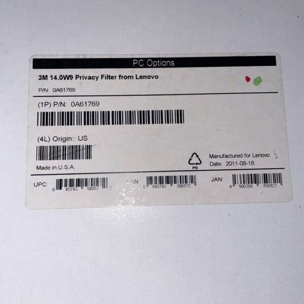Lenovo 0A61769 3M 14.0W 14″ Wide Screen Privacy Filter. *SEE DESCRIPTION*