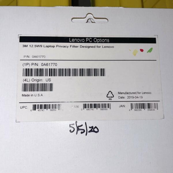 Lenovo 3M 12.5″ W9 Privacy Screen Filter Laptop Wide 16:9 Frameless 0A61770 *NEW