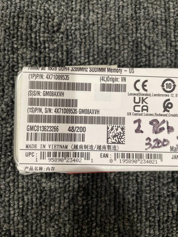 Lenovo Thinkpad 16GB DDR4-3200 SoDIMM Memory Gen 2 Module 4X71D09535