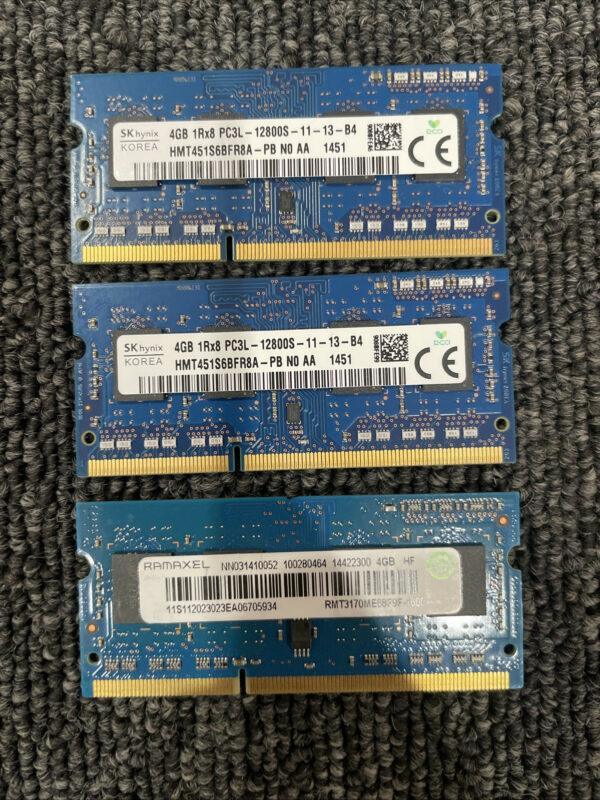 3) SK Hynix (2) – 4GB HMT451S6AFR8A-PB PC3L-12800S + (1) Ramaxel Nn031410052 4gb