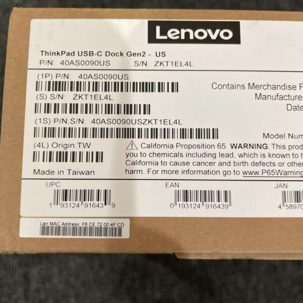 Lenovo ThinkPad 90W AC Power Adapter USB-C Cable Dock – Black – 40AS0090US -OEM