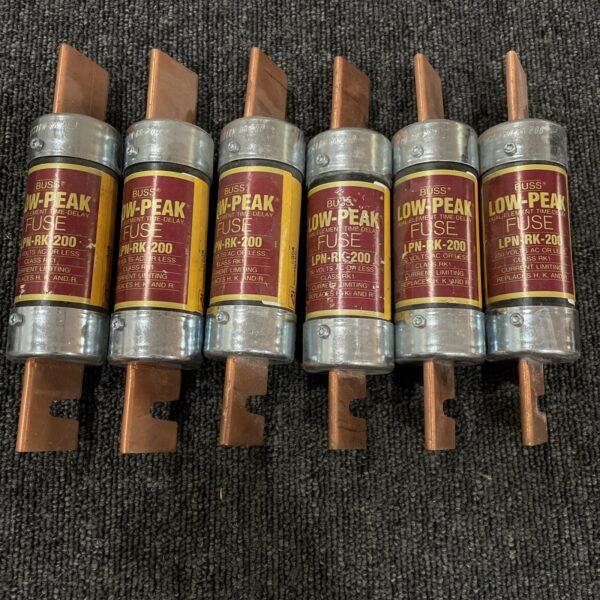 (6) BUSS LOW PEAK LPN-RK-200 DUAL ELEMENT FUSE 250 VOLT 200 AMP