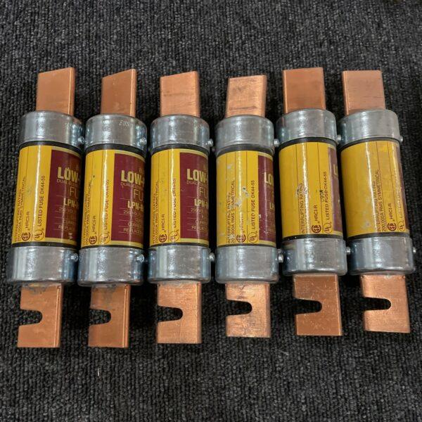 (6) BUSS LOW PEAK LPN-RK-200 DUAL ELEMENT FUSE 250 VOLT 200 AMP