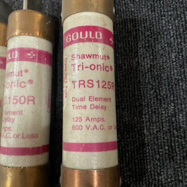 (5) GOULD SHAWMUT (4) TRS150R TRI-ONIC FUSE 150A 600 VAC + (1) TRS125R