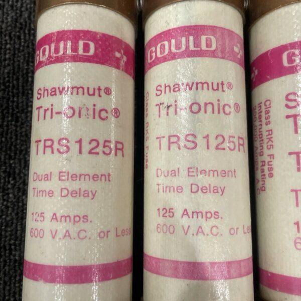 (3) GOULD SHAWMUT Fuses (2) TRS125R TIME DELAY 600-V, + (1) Trs150r