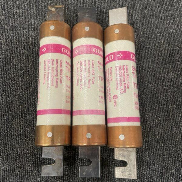 (3) GOULD SHAWMUT Fuses (2) TRS125R TIME DELAY 600-V, + (1) Trs150r