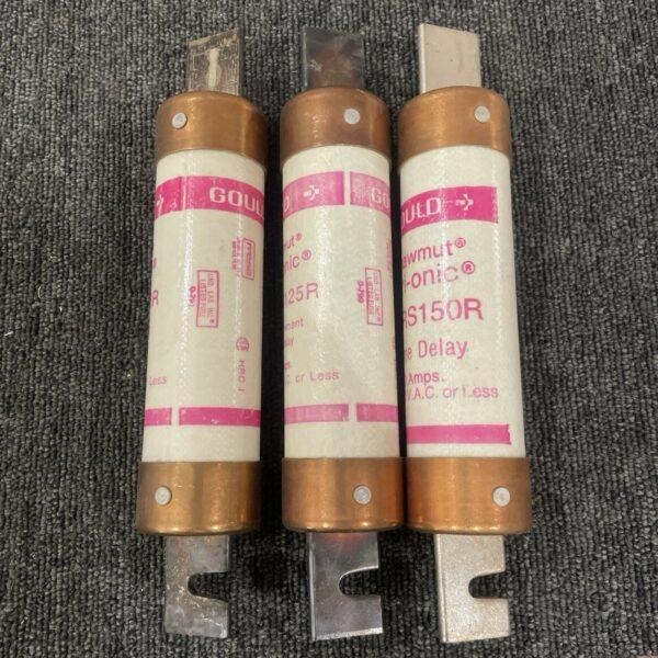 (3) GOULD SHAWMUT Fuses (2) TRS125R TIME DELAY 600-V, + (1) Trs150r