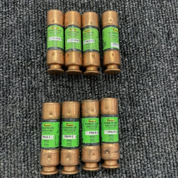 (8) Bussmann (4) FRN-R-30 Fusetron Dual Element Time-Delay Fuses + (4) FRN-R-5
