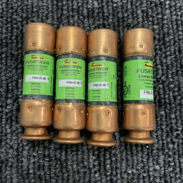 (8) Bussmann (4) FRN-R-30 Fusetron Dual Element Time-Delay Fuses + (4) FRN-R-5