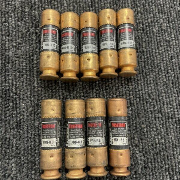 (9) Bussmann (5) FRN-R-10 Dual Element Time Delay 10A 250V + (4) FRN-R-8